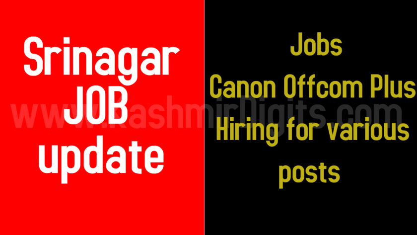 Canon Offcom Plus Srinagar Jobs Recruitment 2021