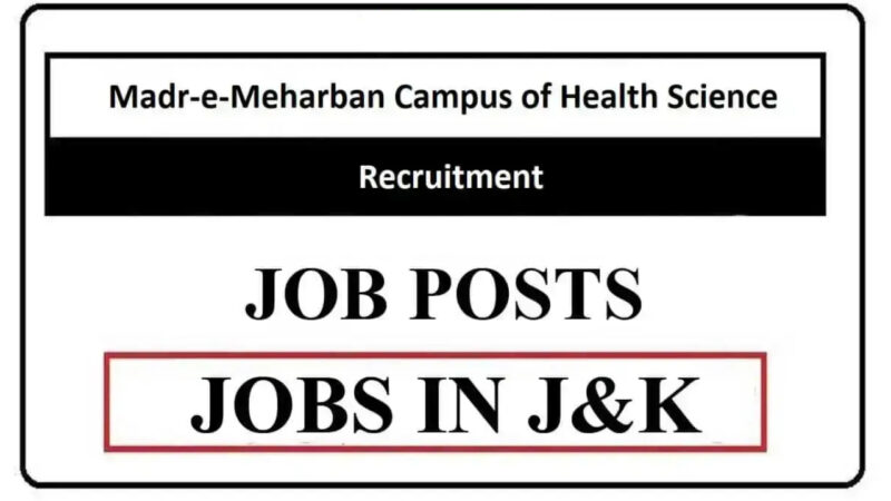 Walk in Interview: Madr-e-Meharban Campus of Health Science Job Recruitment