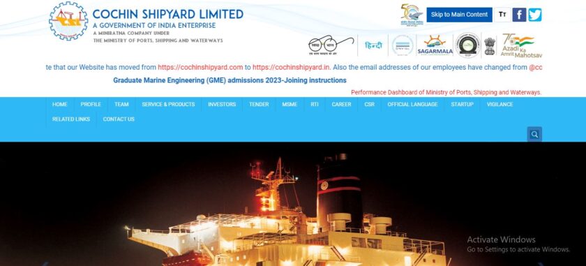 356 Posts Cochin Shipyard Limited (CSL) Recruitment 2022 