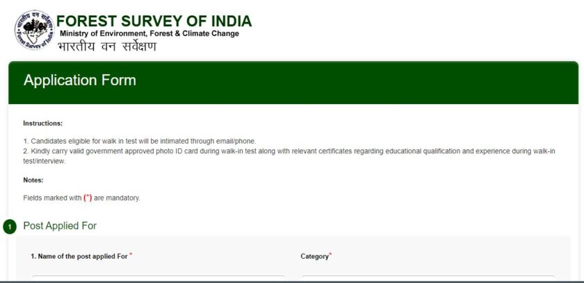 Forest Survey of India Job Recruitment 2022