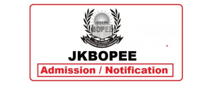JKBOPEE Admission Notification For 12th Based GNM & Paramedical Courses.