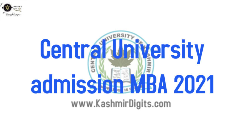 CU Kashmir Admission Notification for MBA Programme 2021