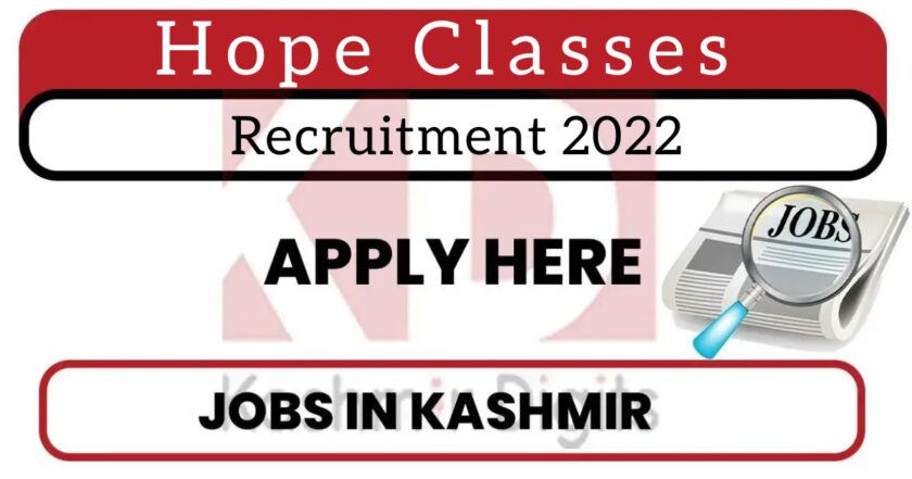 Hope Classes Srinagar Jobs Recruitment 2022