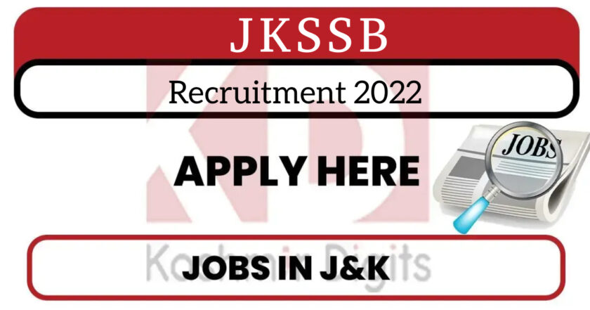 JKSSB Recruitment 2022.