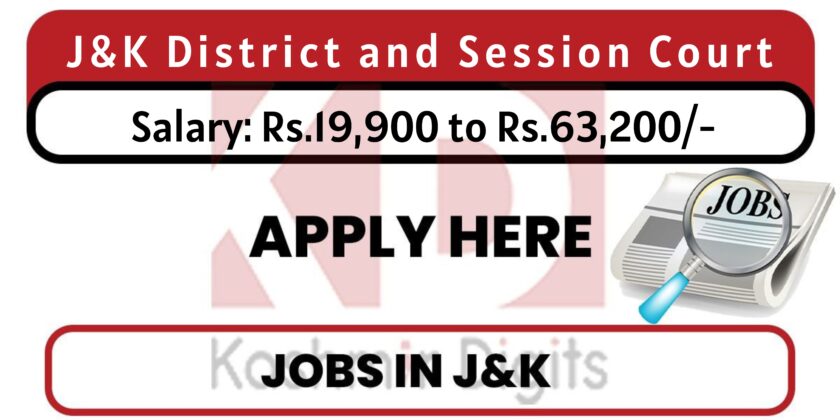 J&K District and Session Court Job Recruitment 2022.