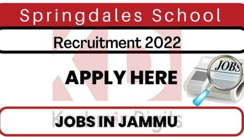Springdales School Jammu Job Recruitment 2022. kashmirdigits