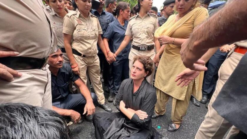 WATCH VIDEO: Priyanka Gandhi Jumps Barricade, Detained During Congress Protests.