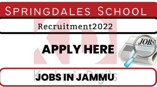 Springdales School Job Recruitment 2022 kashmirdigits