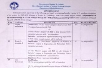 SKIMS Srinagar Recruitment 2025: Apply for Project Scientist, Research Associate, Lab Technician & Assistant Posts